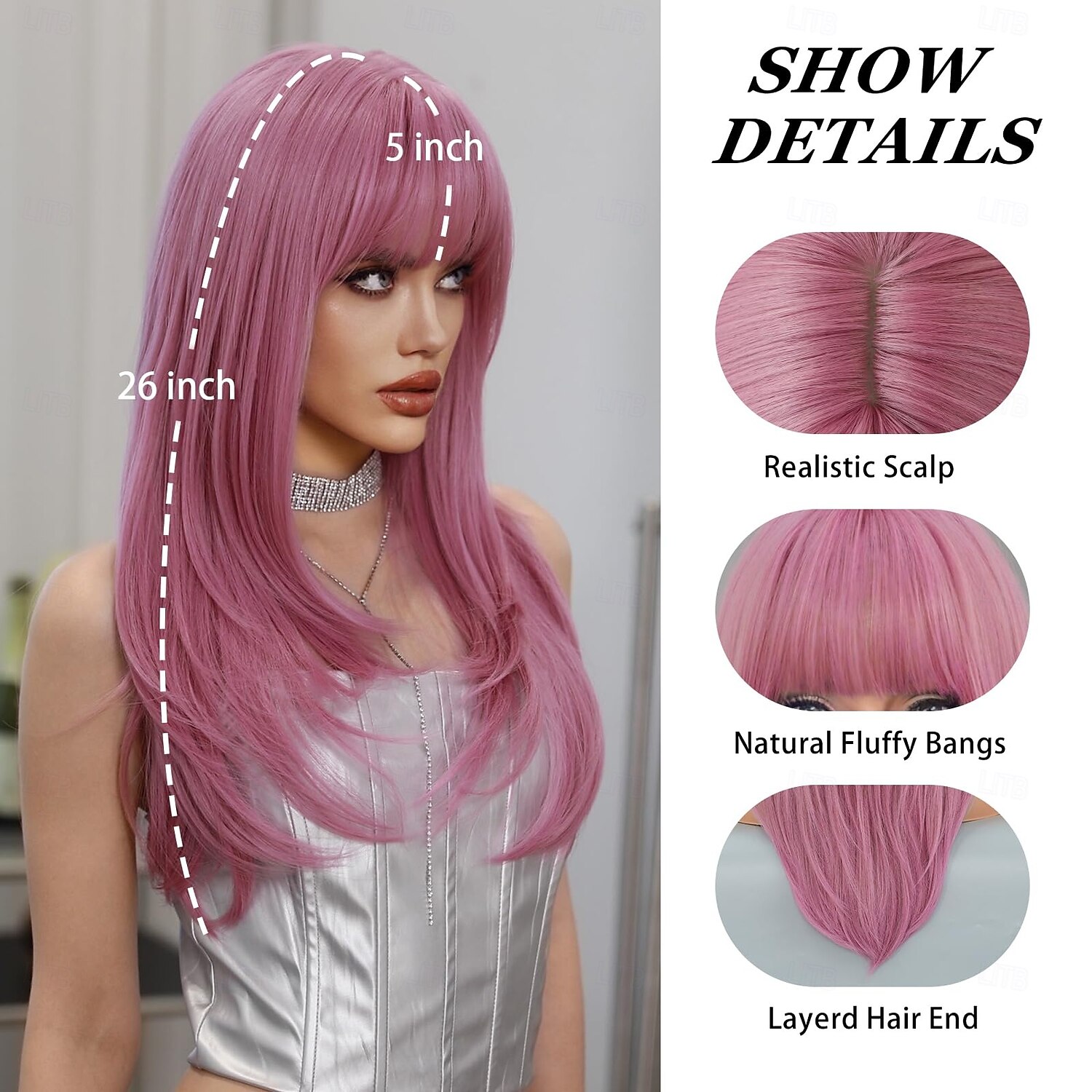 Long Straight Wig with Bangs for Women Hair Synthetic Heat Resistant Pastel Layered Wig Sexy Colored Wig for Cosplay Christmas Gifts Party Wigs 2025 - $19.99 –P5