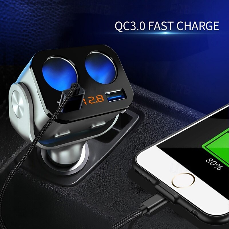 auto sigarettenaansteker multifunctionele een tot twee conversie plug usb autolader mobiele telefoon snel opladen 2025 - $26.99 –P2