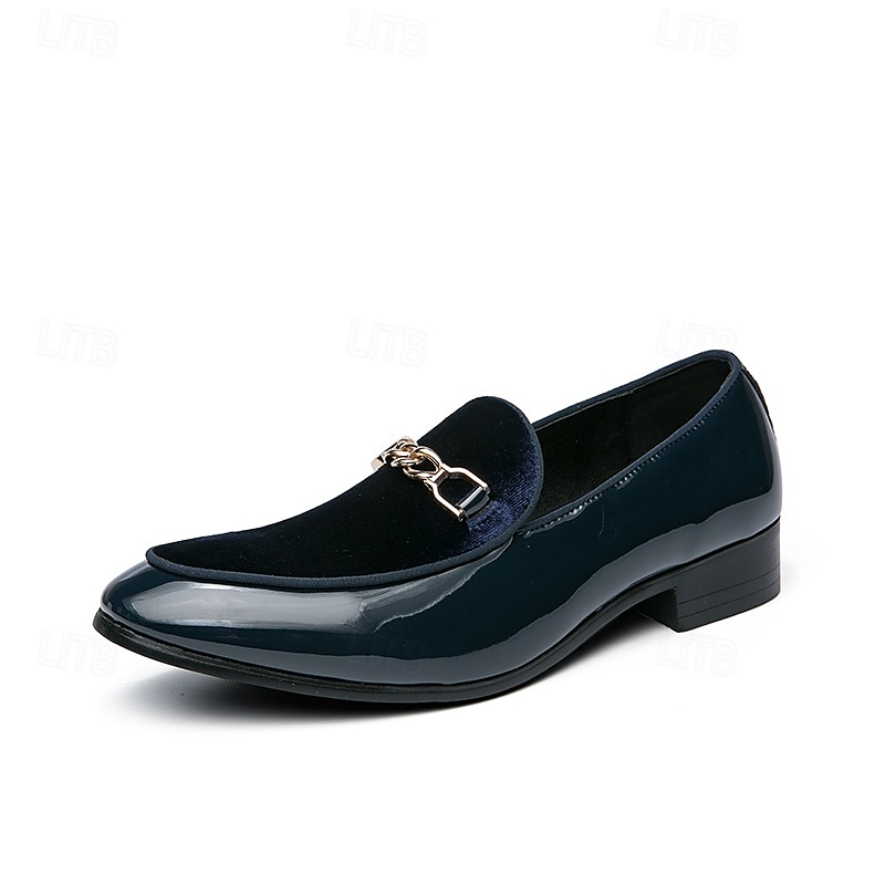 Mocasines de terciopelo burdeos para hombre con detalle de cadena dorada: elegantes zapatos de vestir sin cordones para eventos formales y fiestas 2025 - $46.99 –P4