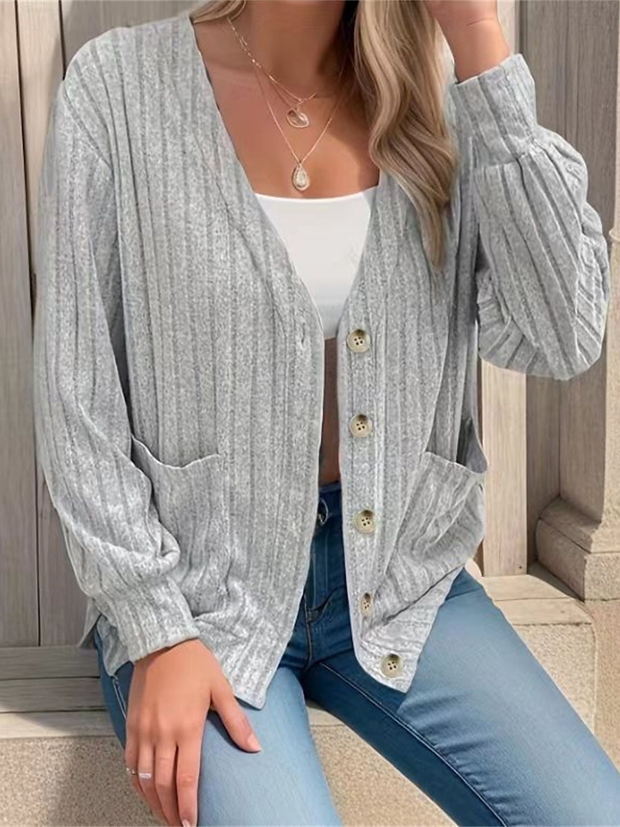 Manteau Femme Extérieur Plein Air Usage quotidien mode Décontractées Avec poches Court Manteau Noir Vert Gris Automne Hiver Boutonnage Simple Col V Standard S M L XL 2XL de 2025 ? $37.99 –P2