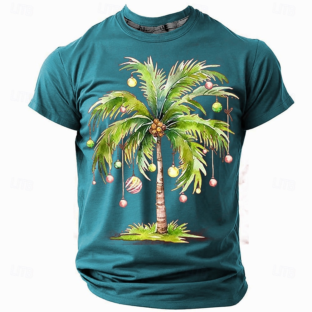 joulu miesten joulukuusi 3d t-paidat kookospalmu rento katutyyli 3d print tee urheilu ulkoilu loma punainen sininen armeija vihreä lyhythihainen pyöreä kaula kevät &amp; kesävaatteet asusteet s m l 2025 - $20.99 -P3