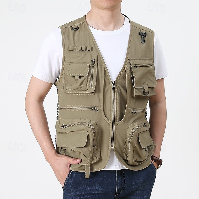 Herren Weste für Wanderer Wander-Fleeceweste Ärmellos Weste Außen Atmungsaktiv Komfortabel Tasche Polyester Schwarz Armeegrün Rot Jagd Angeln Klettern 2025 - $26.99 –P1