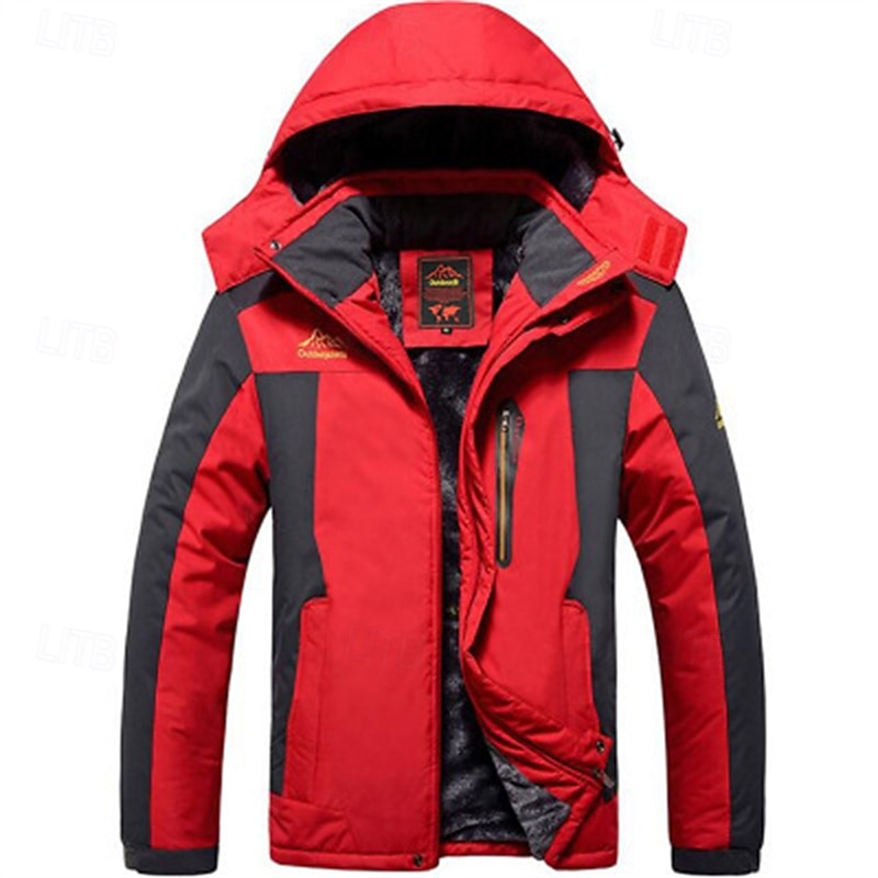 Herr Utomhusjacka Vinterkappa Fleece-jacka Hoodiejacka Dagligen Semester Håller värmen Vindtät Ficka Avtagbar huva Vår & Höst Färgblock Mode Klassisk Huva Normal Svart Röd Kungsblå Armégrön Jacka 2025 - $45.99 –P14