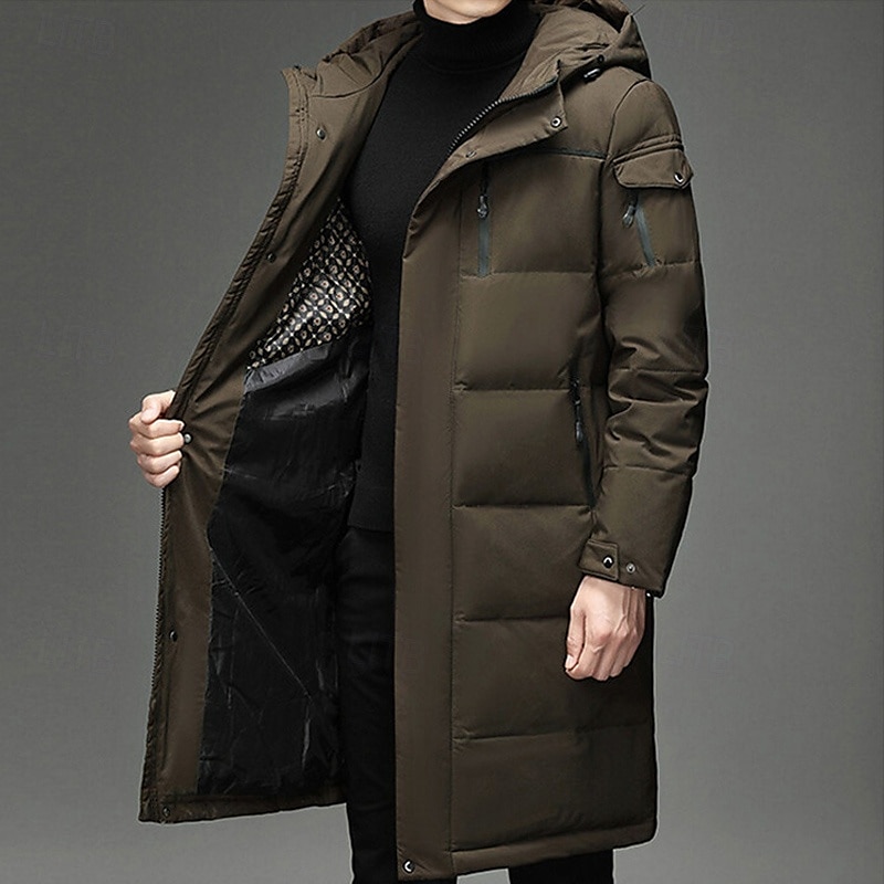 Herren Wintermantel Daunenjacke puffer jacket Gefütterte Jacke Tasche Weiße Entendaunen Urlaub Freizeitskleidung Verabredung Lang Modisch Brautkleider schlicht Komfortabel warm Herbst Winter Solide 2025 - $63.99 –P15