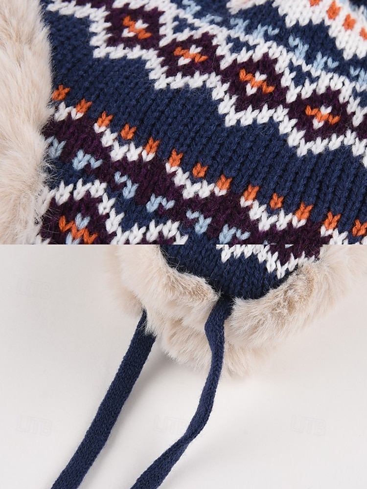 berretto invernale lavorato a maglia con pompon e fodera in pelliccia sintetica - caldo berretto con paraorecchie per donna del 2025 a $18.99 –P6