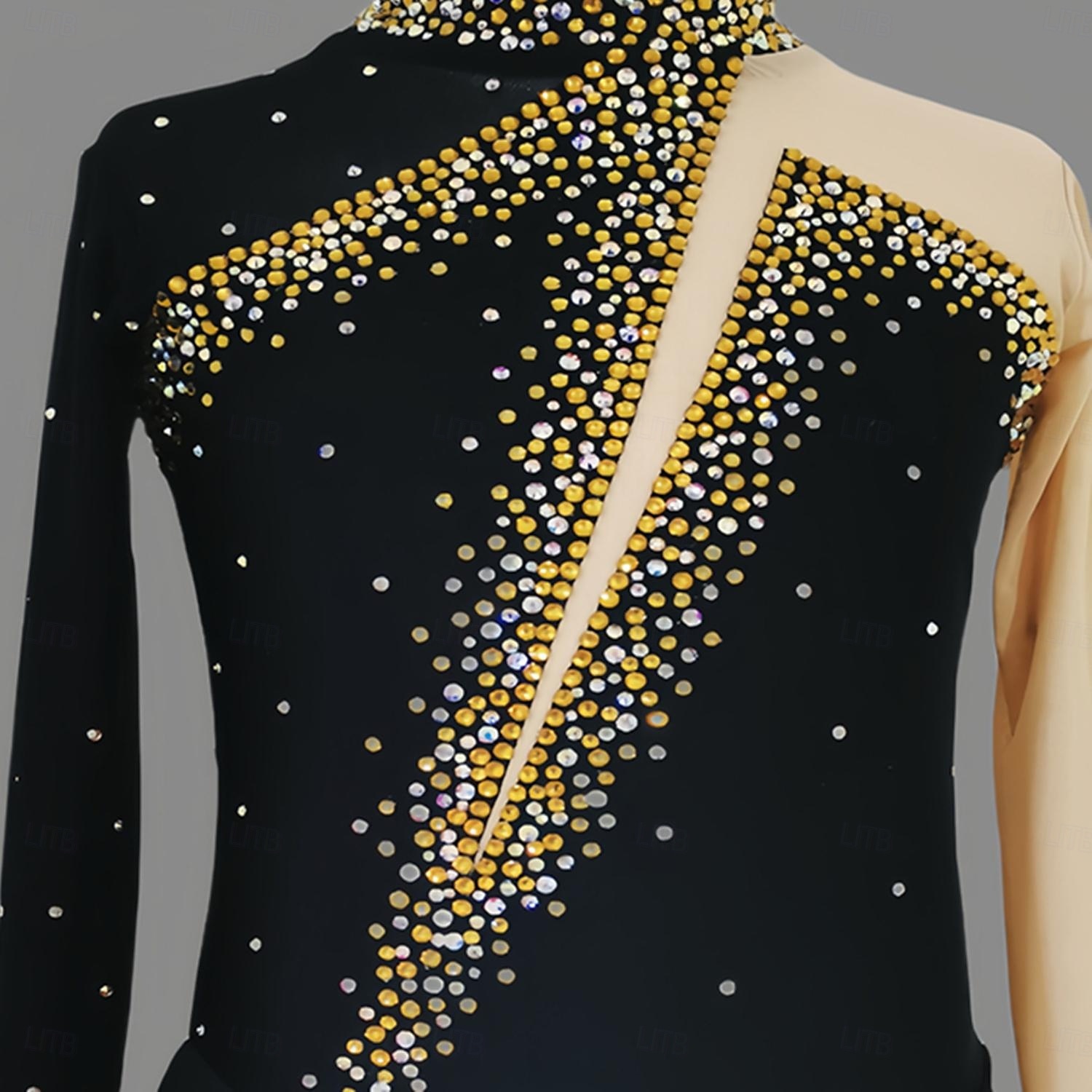 Šaty na bruslení Dámské Dívčí Buz Pateni Šaty Černá Díra na palec Asymetrický lem Síťka Spandex Elastické Trénink Profesionální Soutěž Bruslařské oblečení Zahřívací Klasický Křišťál a napodobenina 2025 - $292.49 –P3