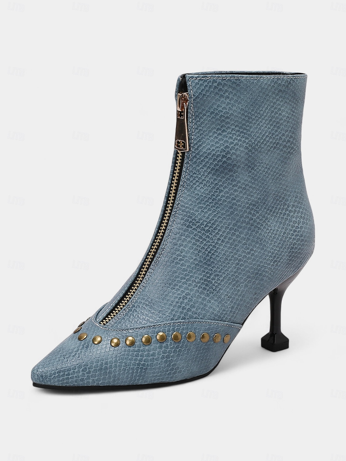 Botines de cuadros para mujer con tacón de aguja y cremallera lateral: elegantes botas de cuadros con punta puntiaguda para la moda de otoño 2025 - $54.99 –P12