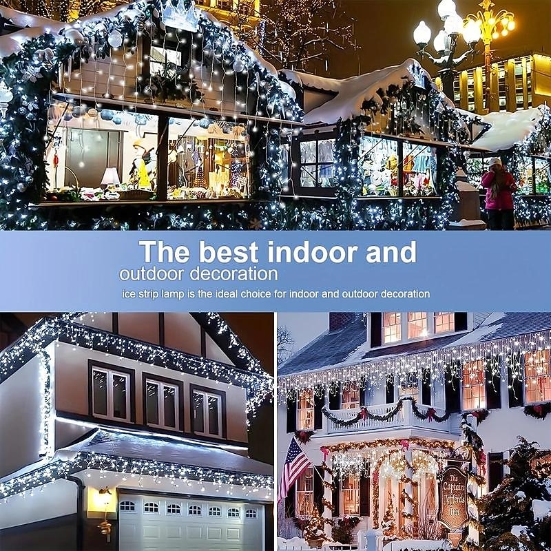 2025年 4m 96LED 屋外ソーラーアイスバーライトストリング 中庭の軒先 バルコニー フェンス ステップ クリスマス ウェディング お祝いの雰囲気 装飾ライトストリング  コレクション – $15.99 –P9