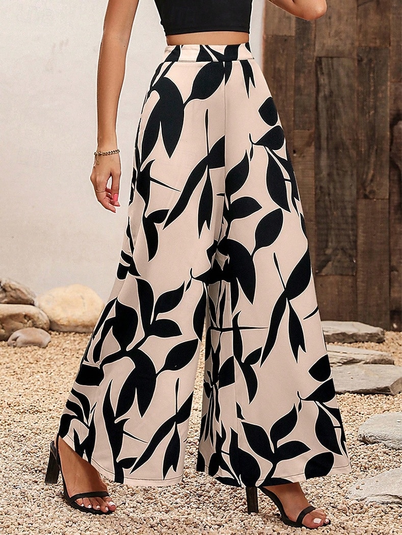 Mulheres chinês Calças Moda Roupa de rua Comprimento total Cintura Alta Folha Cintura elástica Confortável Macio Sem Elasticidade Ao ar livre Rua Preto Inverno Outono Ajuste Largo de 2025 por $22.99 –P4