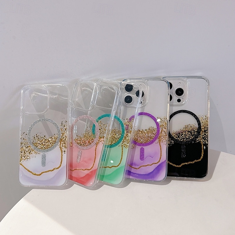 Phone Case For iPhone 16 Pro Max Plus iPhone 16 iPhone 16 Pro iPhone 15 Pro Max Plus iPhone 15 iPhone 14 Pro Max iPhone 13 12 11 Pro Max Back Cover Magnetic Support Wireless Charging Bling Glitter 2025 - $16.99 –P2