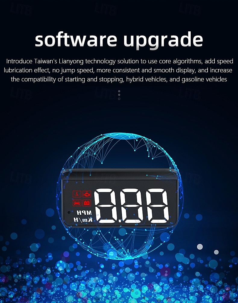 Car HUD Head Up Display Car Portable Speed Monitor Car Universal HUD with OBD Cable Speedometer Engine RPM Warning Mileage Measurement All in One 2025 - $33.99 –P10