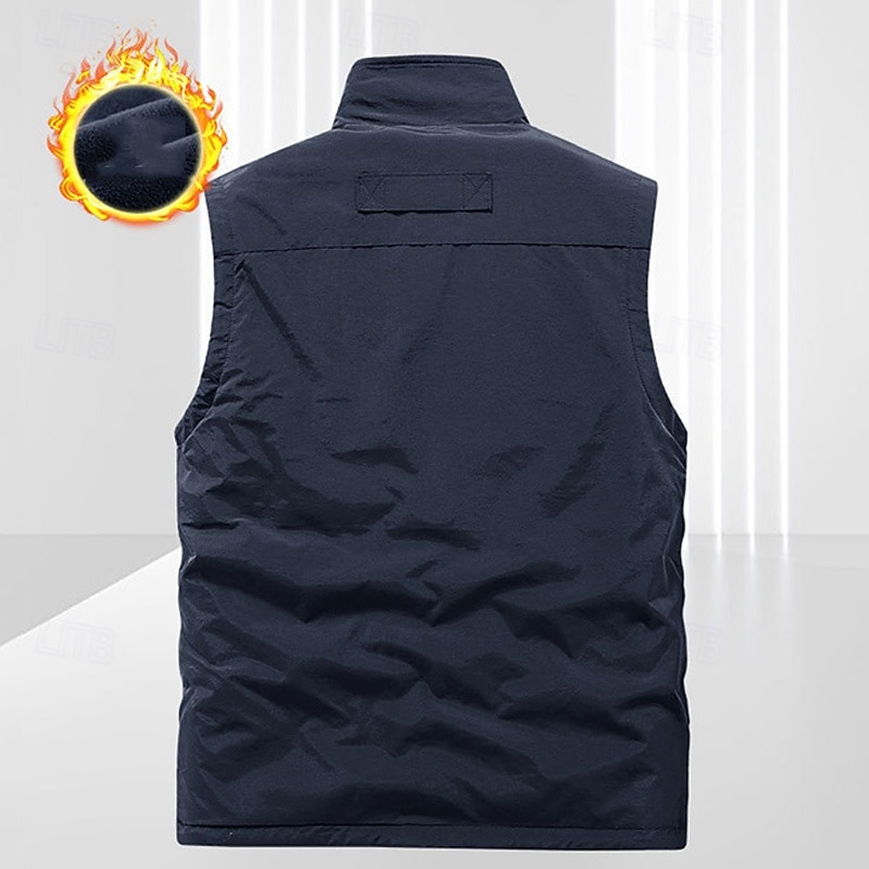 Men's Hiking Vest Hiking Fleece Vest Sleeveless Vest Outdoor Thermal Warm Fleece Lining Comfortable Winter Pocket Polyester Black Army Green Khaki Hunting Fishing Climbing 2025 - $28.99 –P16