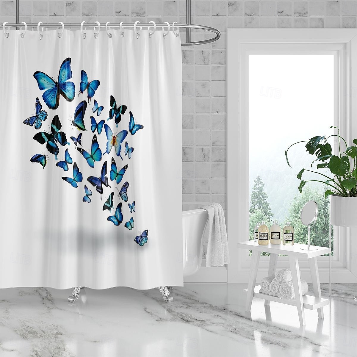 Shower Curtain with Hooks 180cm*180cm(70"*70") Polyester Washable Waterproof Pattern Bathroom Bathtub Decor Vintage Butterfly 2025 - $22.99 –P6