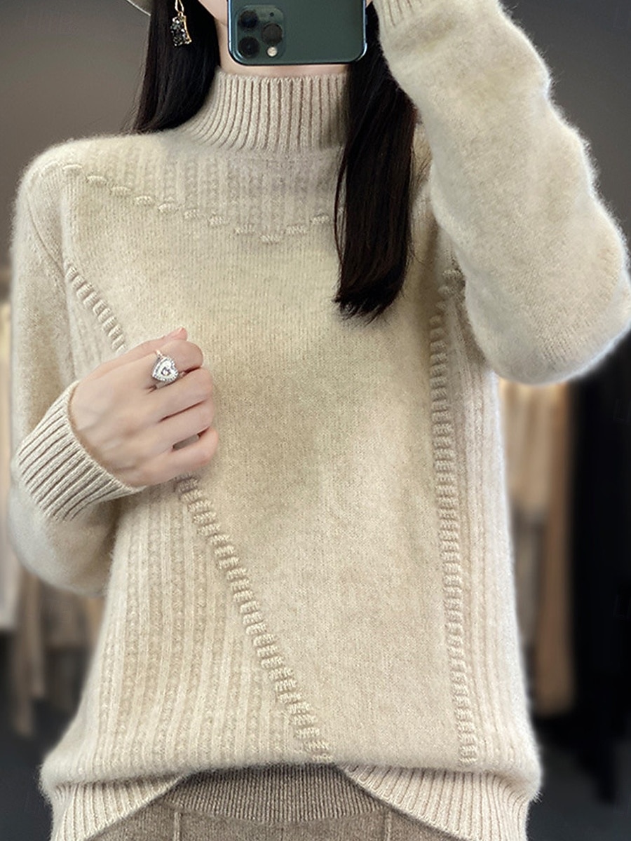 Femme Pull Chandail Pull Décontractées Flexible Couleur monochrome A côtes Col Roulé Tricoté manche longue Hauts réguliers Tricoter Extérieur du quotidien Fin de semaine Blanche Rouge Automne Hiver de 2025 ? $29.99 –P2