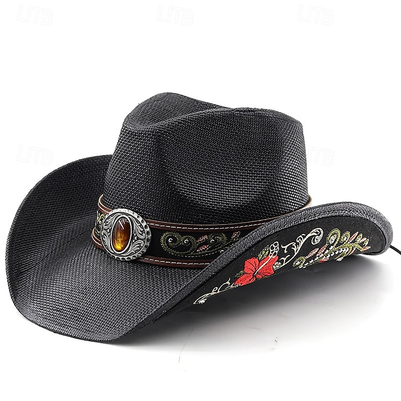 Męskie Kapelusz słomkowy Kapelusz Kowbojski kapelusz Kapelusz Fedora Trilby Czarny Biały Poliester Styl vintage Moda 18 wiek Stan Teksas Codzienny Impreza tematyczna Boho / Paisley / Adamaszek Filtr 2026 - $39.99 –P3