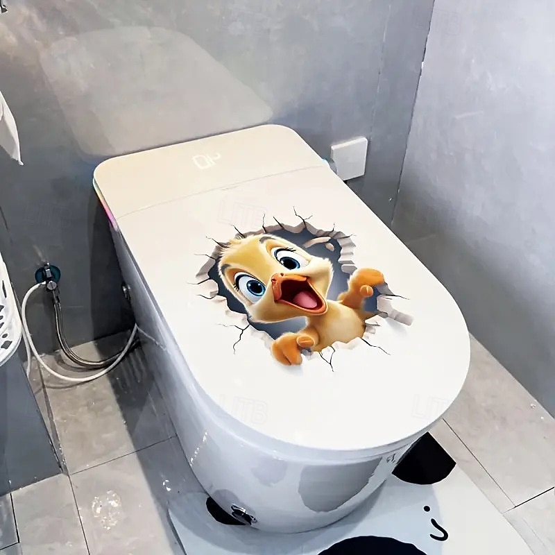 Autocollant pour couvercle de toilette en forme de canard animal de dessin animé 3D - Décoration murale autocollante vibrante pour salle de douche, chambre ou tout support mural - Solution de de 2026 ? $10.49 –P5