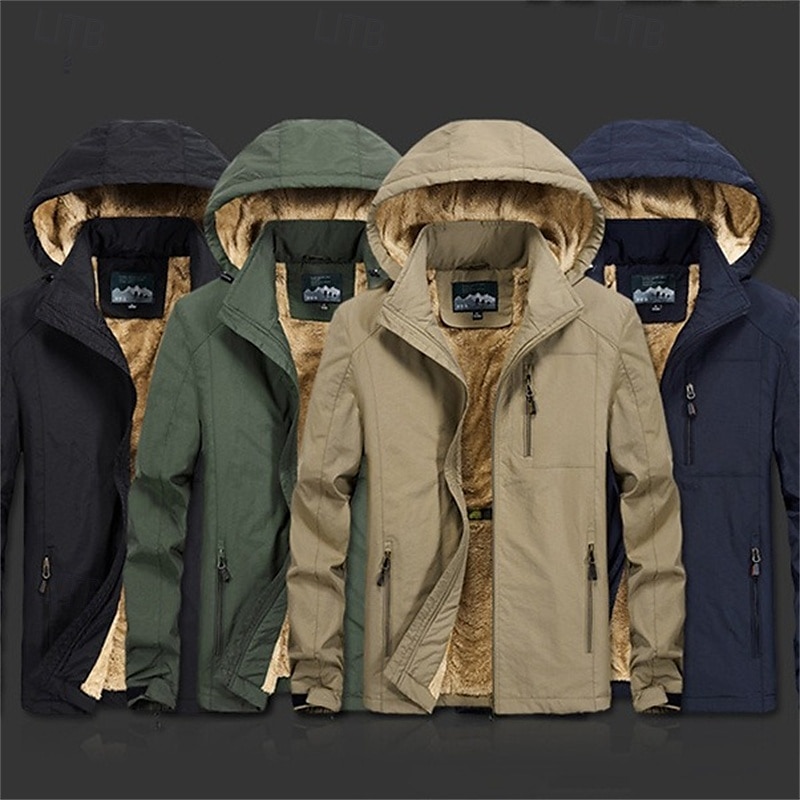 Homens Casaco com capuz Jaqueta de lã para caminhada Inverno Ao ar livre Térmico / Quente Forro de Velocino Prova-de-Água A Prova de Vento Jaquetas em Velocino Zip Completo Alpinismo Campismo de 2025 por $45.59 –P1