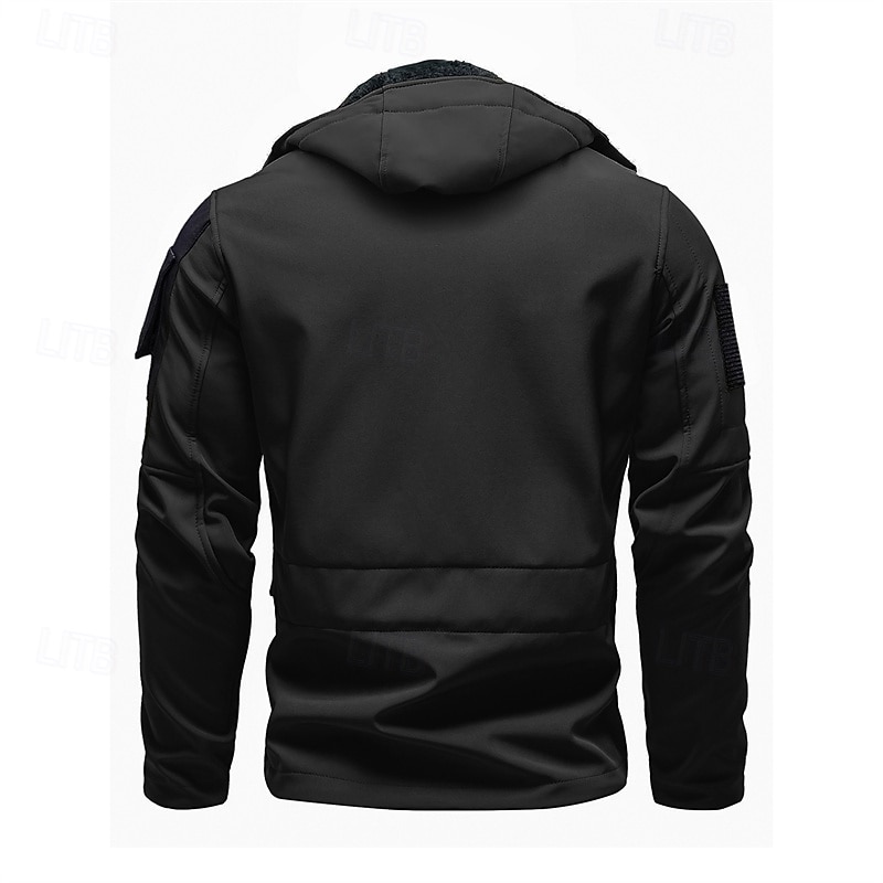 Herren Softshelljacke Wanderjacke Winter Draussen Farbblock Winddicht Wasserabweisend Windjacke Reisen Schwarz Armeegrün Grau 2025 - $55.99 –P4