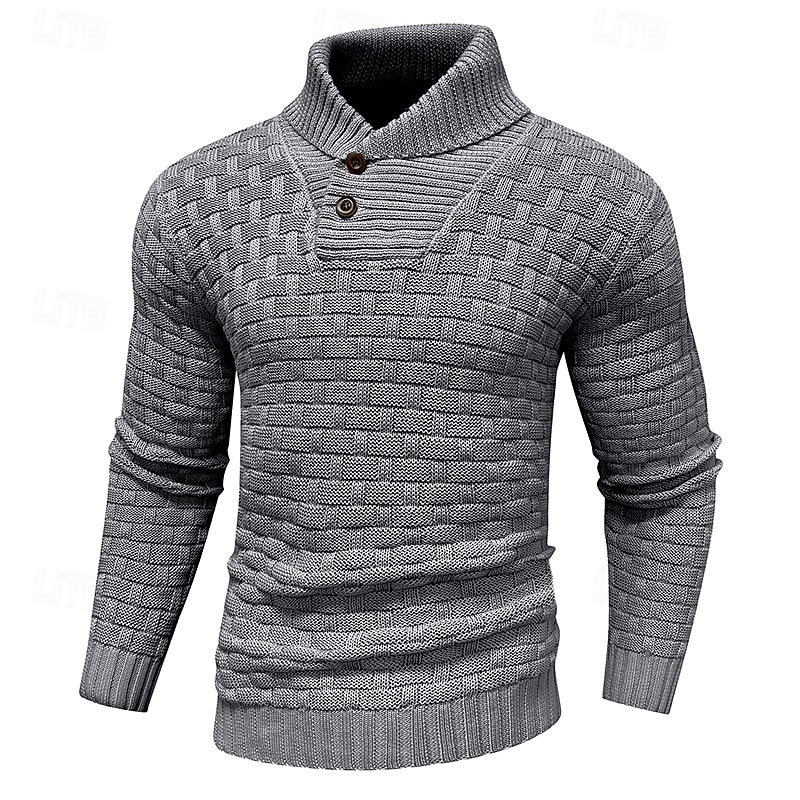 Voor heren Trui Geribd breien Normale tops Gebreid Strakke pasvorm Effen Coltrui Modern eigentijds Werk Alledaagse kleding Kleding Winter Lente & Herfst Khaki S M L 2026 - $39.99 –P7