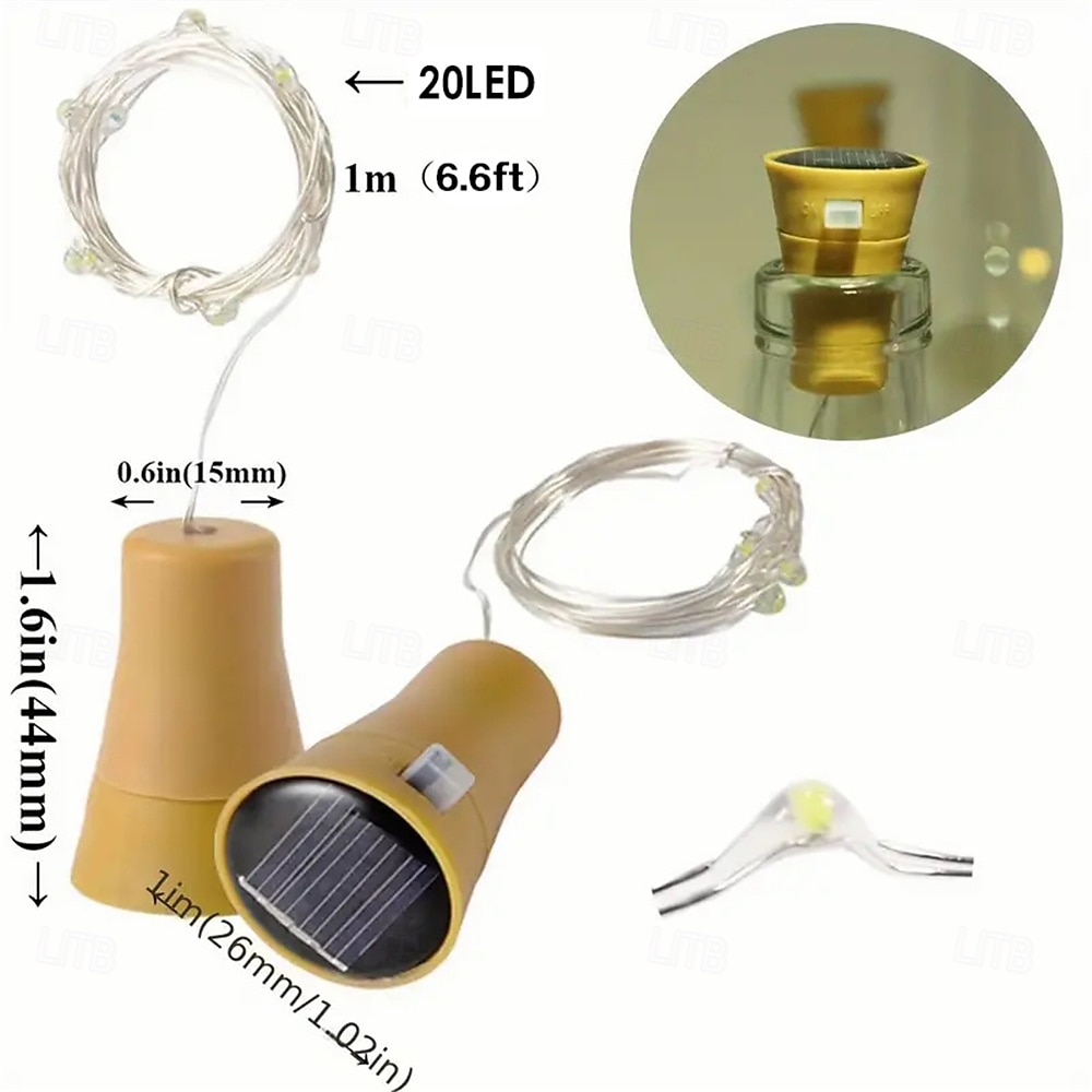 2M Solar String Lights, 20 LEDs Wine Bottle String Lights, Warm White, RGB and Waterproof for Christmas & Wedding Decorations 5pcs Set 2025 - $30.99 –P1