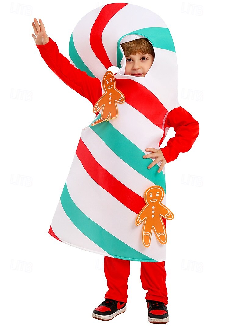 Candy Cane Julpyjamas Pojkar Flickor Cosplay kostym Barn Jul Nyår Jul Fest Onesie 2025 - $29.99 –P5