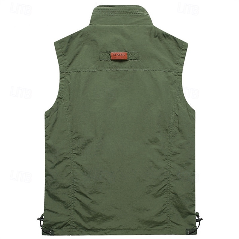 Муж. Жилет для туризма и прогулок Зимнее пальто Флисовый жилет для туризма и прогулок Без рукавов Жилет На открытом воздухе Удобный Дышащий Карман Нейлон Черный Военно-зеленный Хаки 2026 - $39.99 –P9