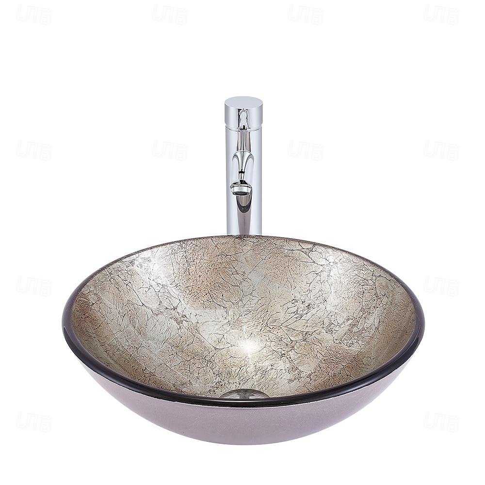 lavandino da appoggio per il bagno con rubinetto e scarico, lavabo combinato con tubo di scarico, lavabo da appoggio per il bagno, lavabo in vetro temperato, lavabo da appoggio, lavabo da appoggio del 2025 a $323.99 –P3