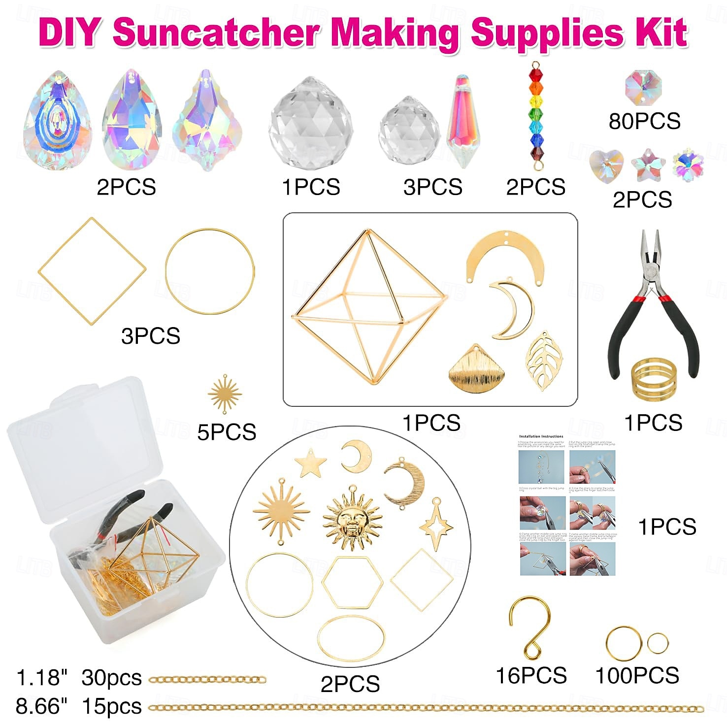 DIY Suncatchers 400 pcs Sun Catchers Making Supplies Kit Art and Crafts for Adults Prism Hanging Decorative Suncatcher with Crystals Rainbow Maker for Christmas Gifts Indoor Windows Office Home Deco 2026 - $25.99 –P3