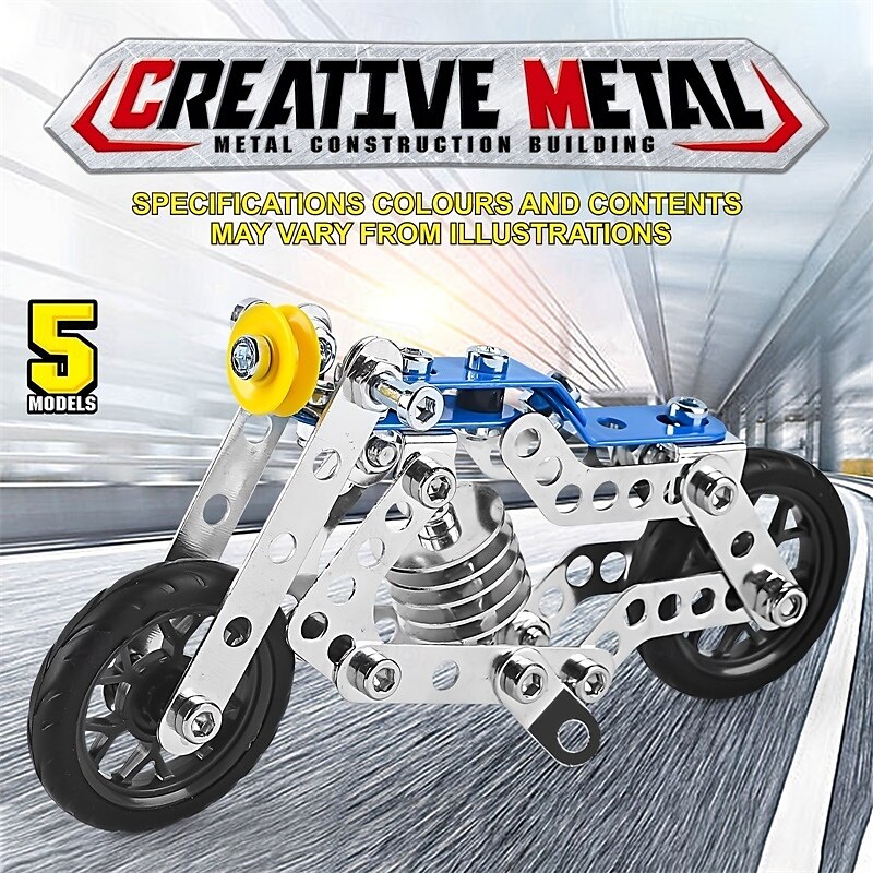 Motorcycle Stem Building Toys For Kids Metal Building Construction Model Kit 5 Variable Multi Shape Motorbike Steam Educational Toys (139PCS) Halloween/Thanksgiving Day/Christmas gift 2025 - $19.49 –P5