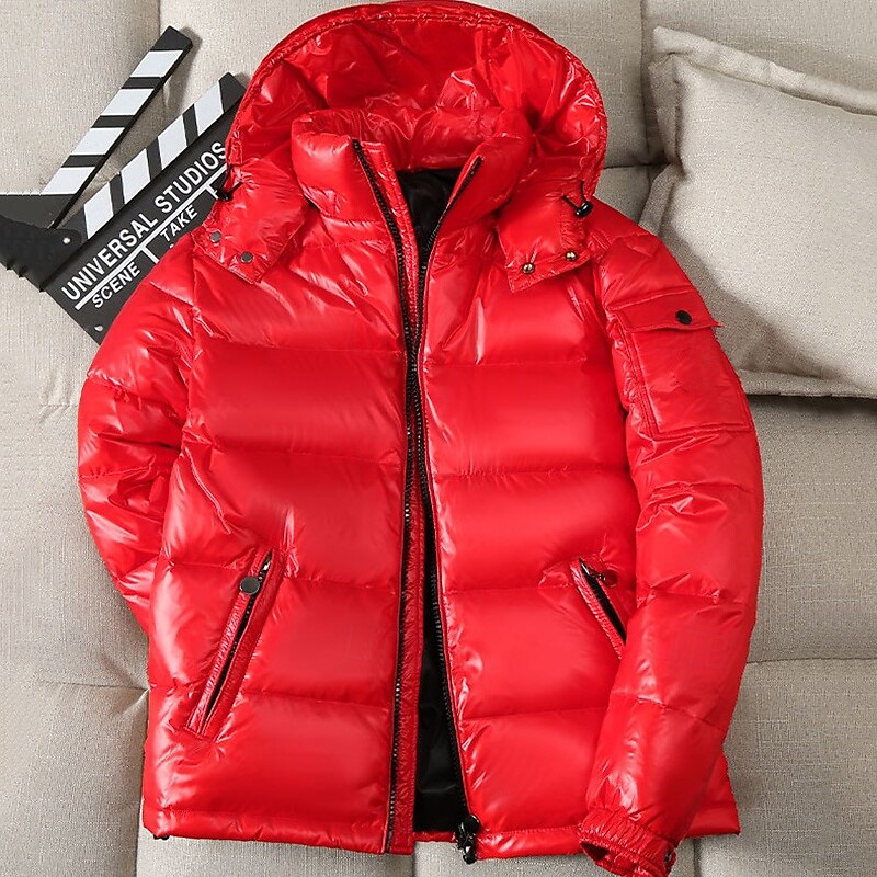 Homme Veste d'Hiver Doudoune Rembourré Poche Duvet de Canard Blanc Usage quotidien Rendez-vous Vacances Normal Mode Décontractées Confortable Chaud Automne hiver Couleur unie / unie Noir Rouge de 2025 ? $69.99 –P9