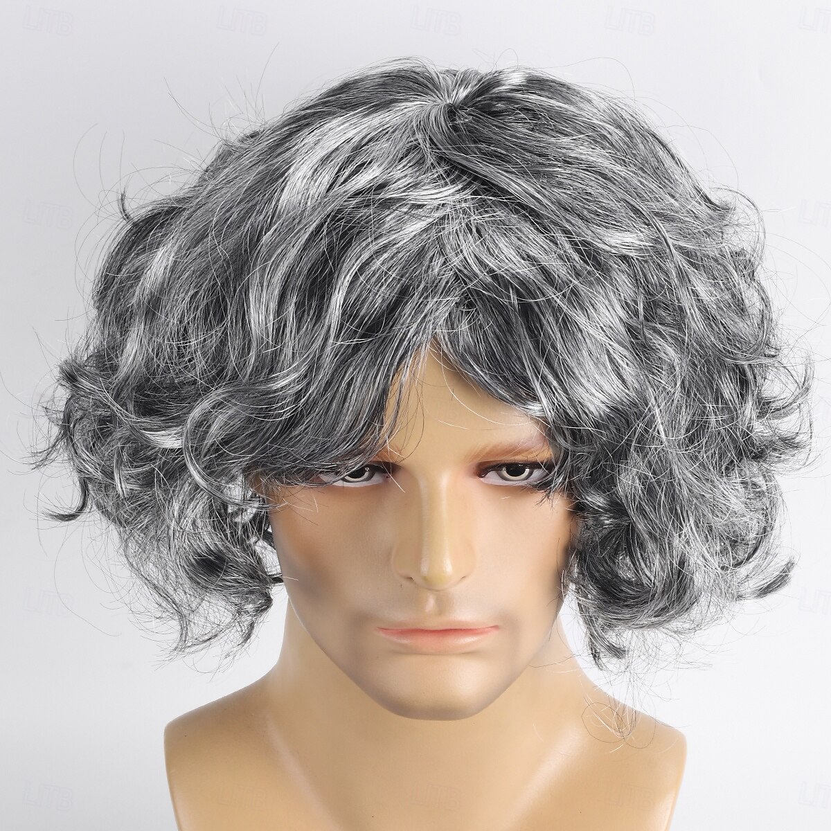 Synthetische Wig Krullend Met Pony Machine Gemaakte Wig Korte Grijze Synthetische Haar Mannen Grijze Halloween Wigs 2025 - $11.99 –P2