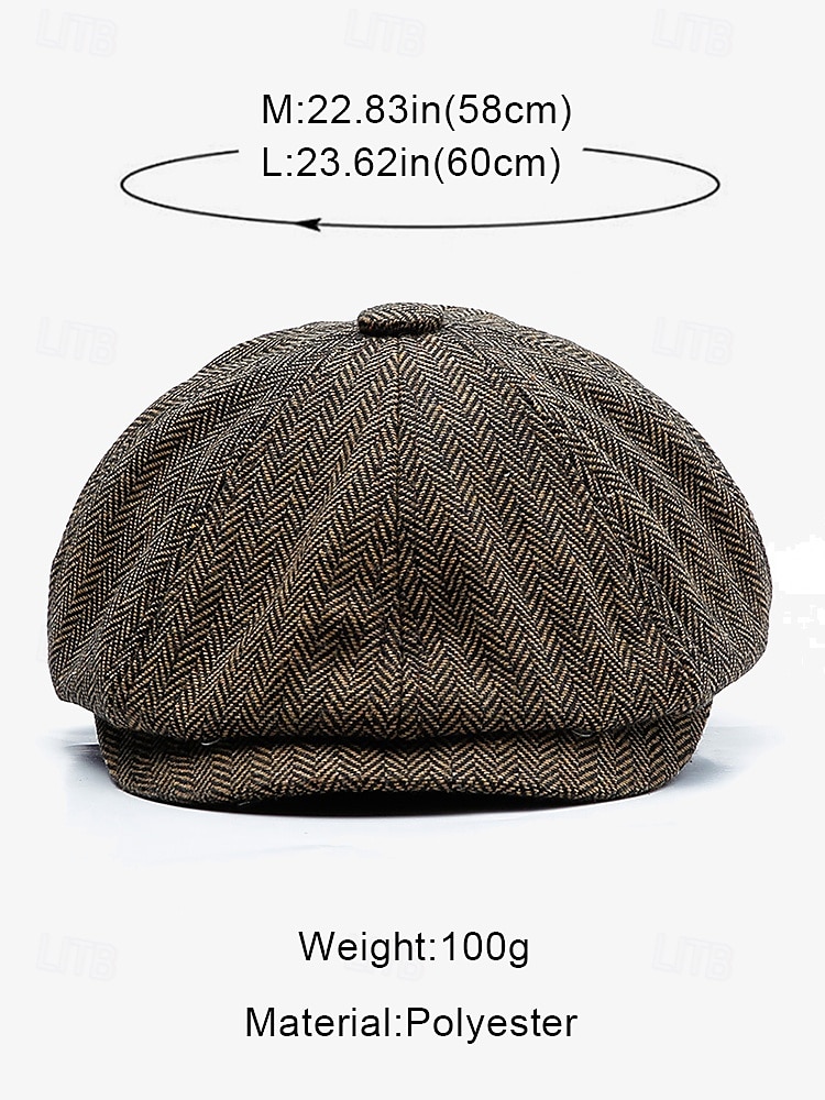 Men's Herringbone Newsboy Cap – Classic Vintage Style Tweed Flat Cap for Autumn and Winter 2025 - $19.99 –P7