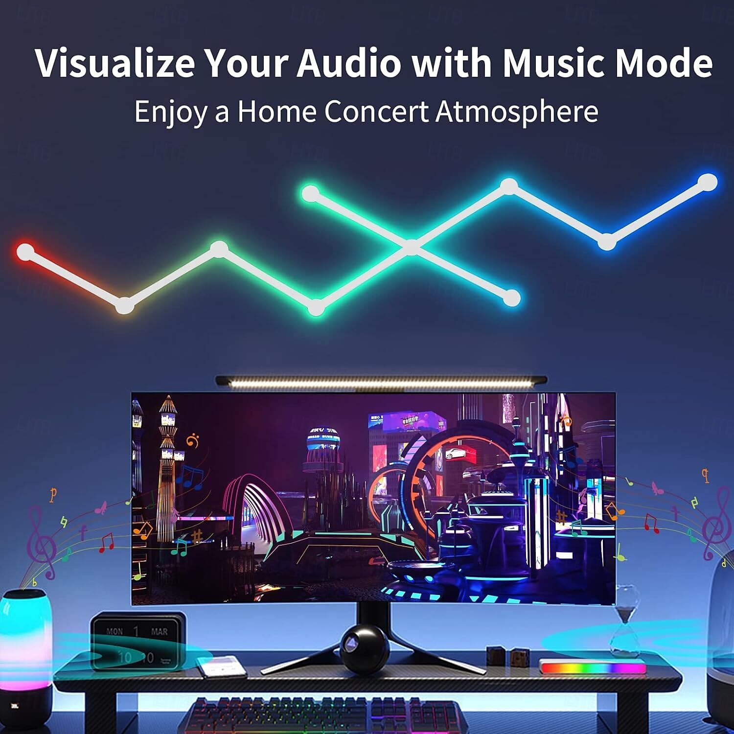 RGB светодиодные умные светильники игровые линии света Bluetooth приложение музыкальная синхронизация домашнего стенового креативного освещения световые панели с 24-кнопочным RF пультом управления 2025 - $95.99 –P13