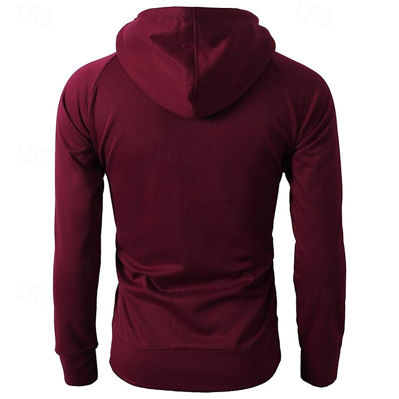 Voor heren Hoodie met rits Hoodie met volledige rits Fleece hoodie Zwart Wijn Leger Groen Marineblauw Khaki Capuchon Effen Rits omhoog Zak Sport & Outdoor Dagelijks Feestdagen Polyester Streetwear 2025 - $20.99 –P12