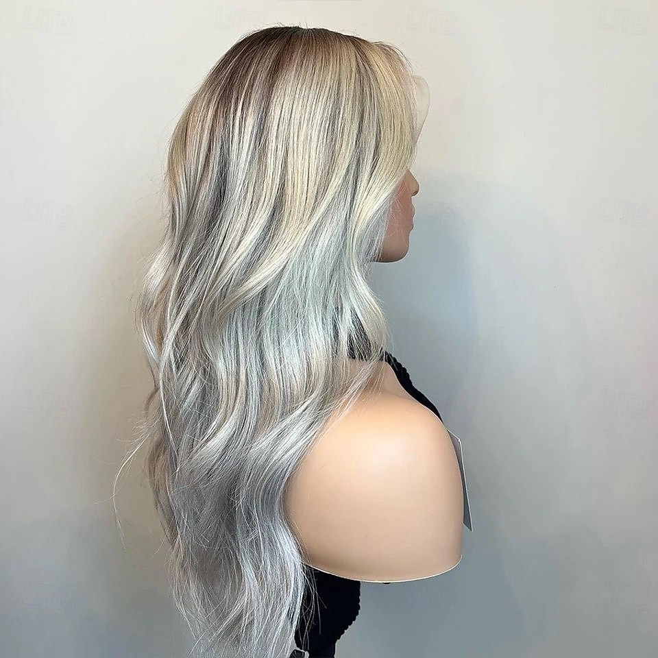 Cabelo Humano Fechamento 5x5 13x4 Lace Front Peruca Parte do meio Cabelo Brasileiro Ondulado Cinzento Escuro Peruca 130% 150% Densidade do Cabelo com o cabelo do bebê Cabelo Ombre Riscas Naturais Sem de 2025 por $235.79 –P1
