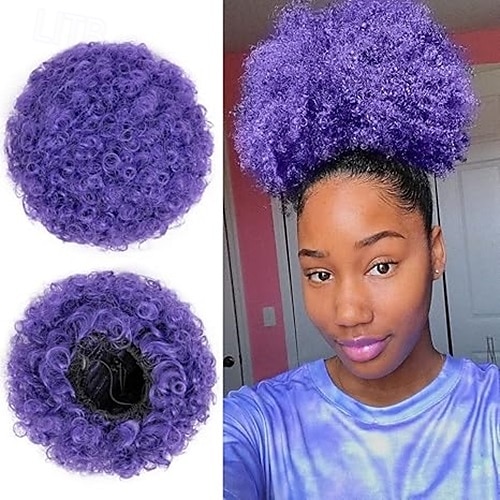 Afro Puff Clip On Synthetic Ponytail Extension for Black Women Short Kinky Bun for Natural Hair 2025 - $14.49 –P4