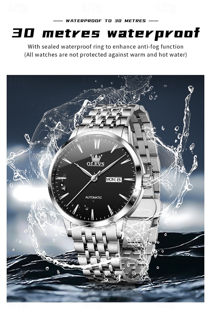 New Olevs Olevs Brand Light Luxury Men'S Business Watch Calendar Week Display Simple Leisure Automatic Mechanical Watch Waterproof Sports Men'S Wristwatch 2025 - $92.99 –P4