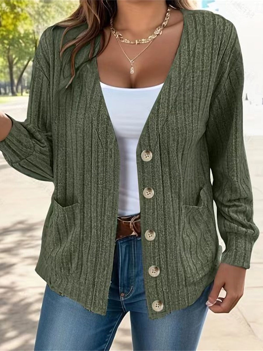 Manteau Femme Extérieur Plein Air Usage quotidien mode Décontractées Avec poches Court Manteau Noir Vert Gris Automne Hiver Boutonnage Simple Col V Standard S M L XL 2XL de 2025 ? $37.99 –P4