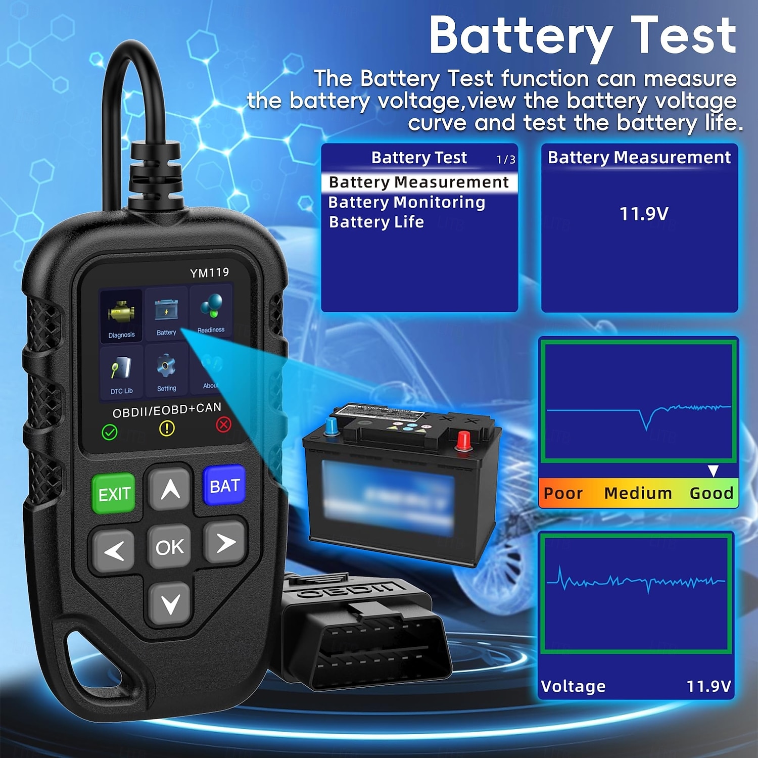 obd2 scanner diagnostikverktyg förbättrad kontrollmotorkodläsare med återställning obdii/eobd bildiagnostisk scan-verktyg för alla fordon efter 1996 2025 - $52.99 –P8