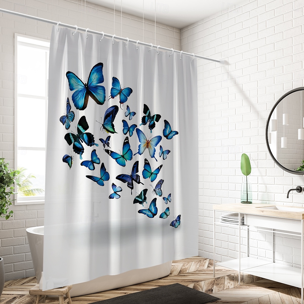 Shower Curtain with Hooks 180cm*180cm(70"*70") Polyester Washable Waterproof Pattern Bathroom Bathtub Decor Vintage Butterfly 2025 - $22.99 –P8