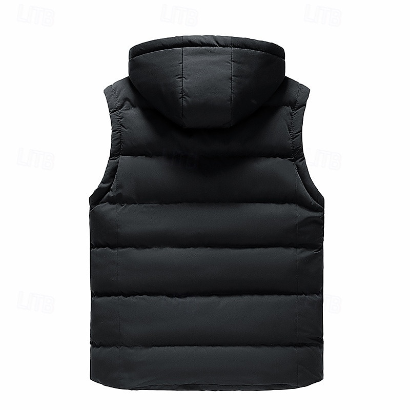 Miesten Puffer Vest Pehmustettu Liivi Gilet Tikattu liivi Päivittäin Deitti Loma Muoti Vapaa-aika Syystalvi Tasku Polyesteri Pidä lämpimänä Mukava Tavallinen Vetoketju Hupullinen Normaali Musta 2025 - $48.99 –P12