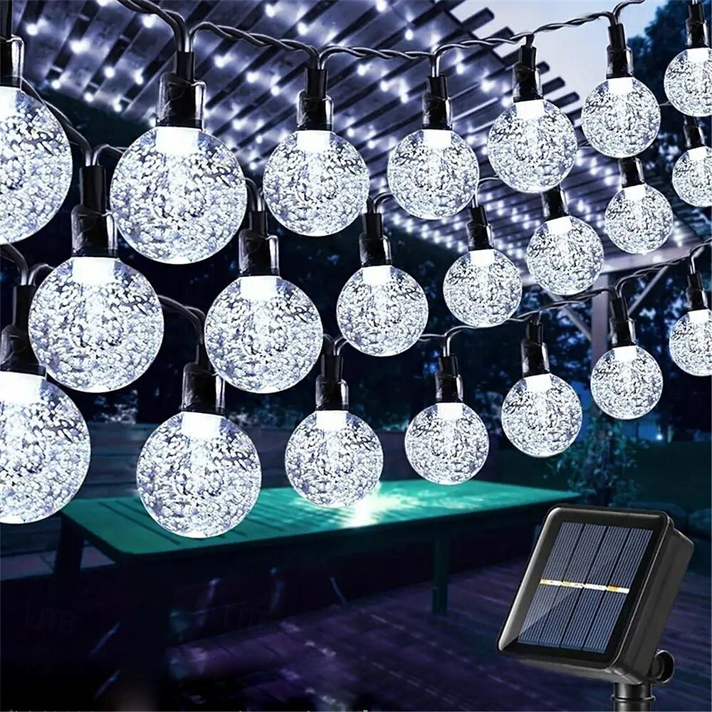 20 m aurinko-LED-lyhtyvalo, 200 kuplapallo-LED-nauha, vedenpitävä ulkokäyttöön joulupuutarhan koristeluun 1 setti 2025 - $106.99 –P8