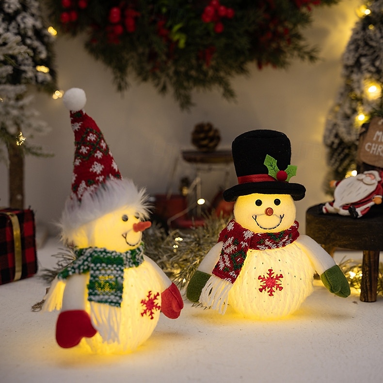 Figurine en peluche de bonhomme de neige de Noël illuminée, décoration de fenêtre de table à LED pour la décoration intérieure des vacances, accent de fête de cuisine à domicile de Noël d'hiver de 2025 ? $16.49 –P3