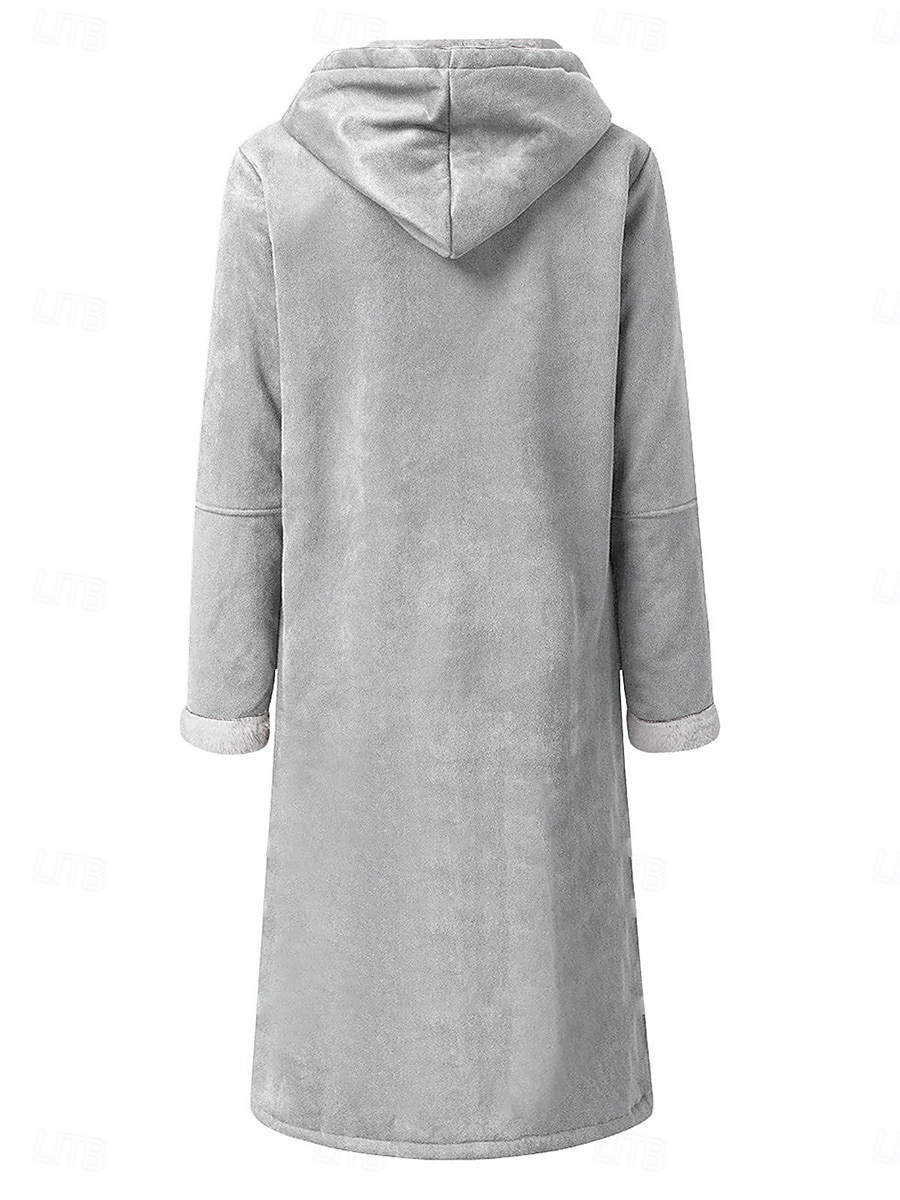 Dam Vinterkappa Teddyrock Utomhus Gata Dagliga kläder Höst Vinter Lång Täcka Normal Håller värmen Andningsfunktion Stylish Ledigt Jacka Långärmad Slät Med fickor Vin Kaki Grå 2025 - $44.99 –P13