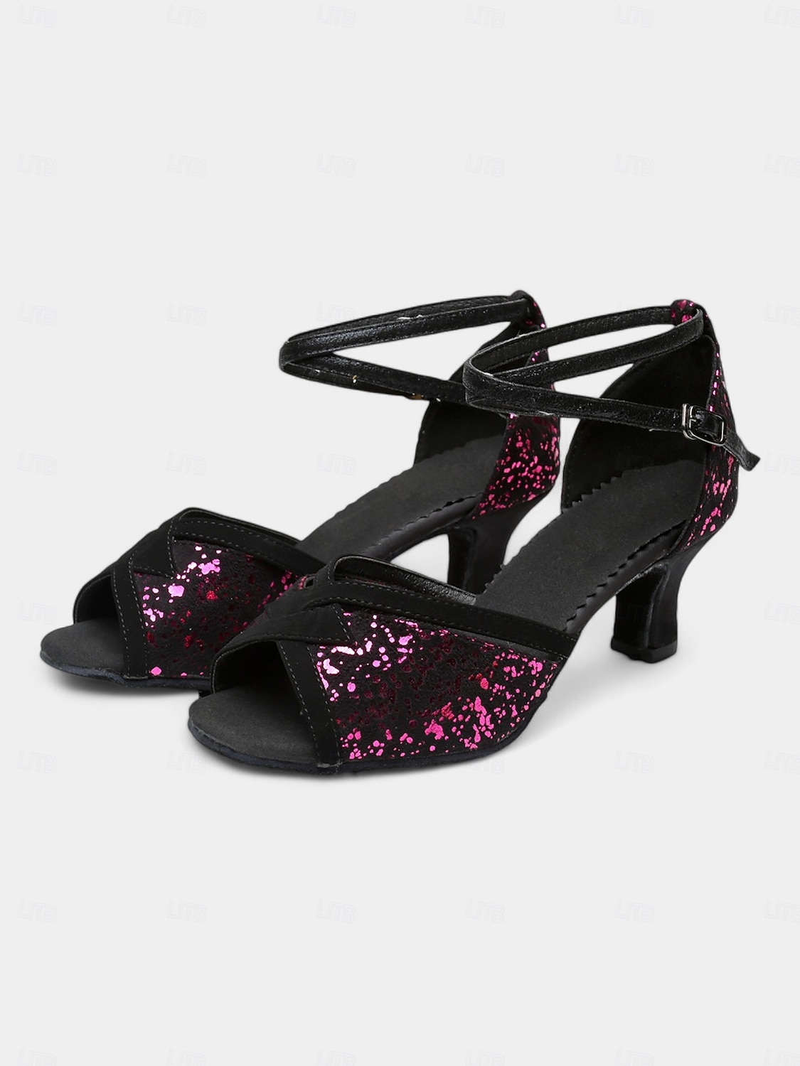 chaussures de danse à paillettes pour femmes avec brides croisées – talons de salon latins confortables pour les spectacles et les fêtes de 2025 ? $34.99 –P5