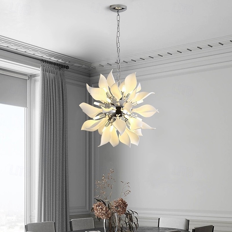 Lámpara colgante de lujo moderna para comedor, lámpara colgante de cerámica blanca para dormitorio, lámparas decorativas LED 110-240 V 2025 - $550.39 –P4