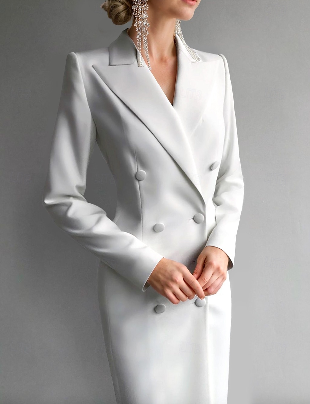Abiti Cocktail Aderente Abito Tuxedo Abito Blazer Abito Elegante Abito Formale Ospite di Matrimonio Lunghezza Tè Maniche Lunghe Collo Rever Tagliato Crepe Elastico con Tasca Abiti Derby 2025 del 2025 a $159.99 –P1