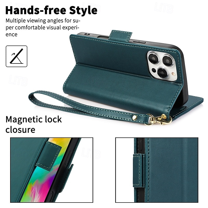 Phone Case For iPhone 16 Pro Max Plus iPhone 15 Pro Max Plus iPhone 14 13 12 11 Pro Max Plus iPhone 14 Pro Max iPhone 13 12 11 Pro Max Back Cover with Stand Holder with Wrist Strap Card Slot Retro 2025 - $17.99 –P3