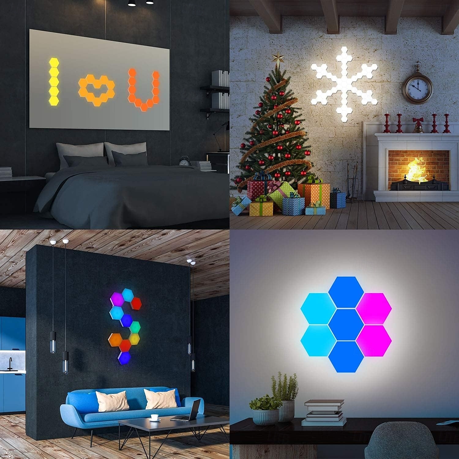 LED Smart Light Hexagonal LED Remote Control Wall Light, Modular Touch Color DIY Lighting for Bedroom, Bathroom, Living Room, Parties and Holidays 6-10 Piece Set 2025 - $64.99 –P6