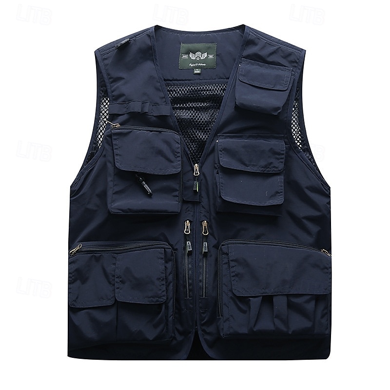 Herren Weste für Wanderer Wander-Fleeceweste Ärmellos Weste Außen Atmungsaktiv Komfortabel Tasche Polyester Dunkelgrau Schwarz Gelb Jagd Angeln Klettern 2025 - $32.99 –P9